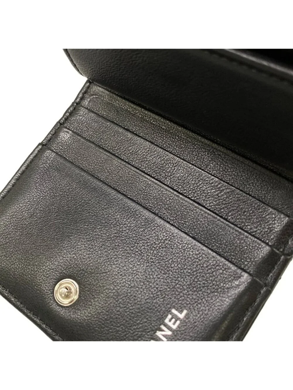 Chanel Bifold Wallet Quilted AP Black Silver Star Rhinestone Lambskin